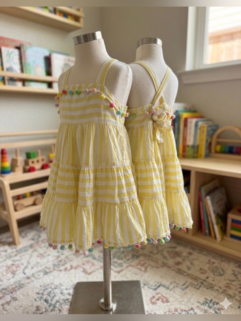 Tommy Bahama yellow and white striped cotton dress